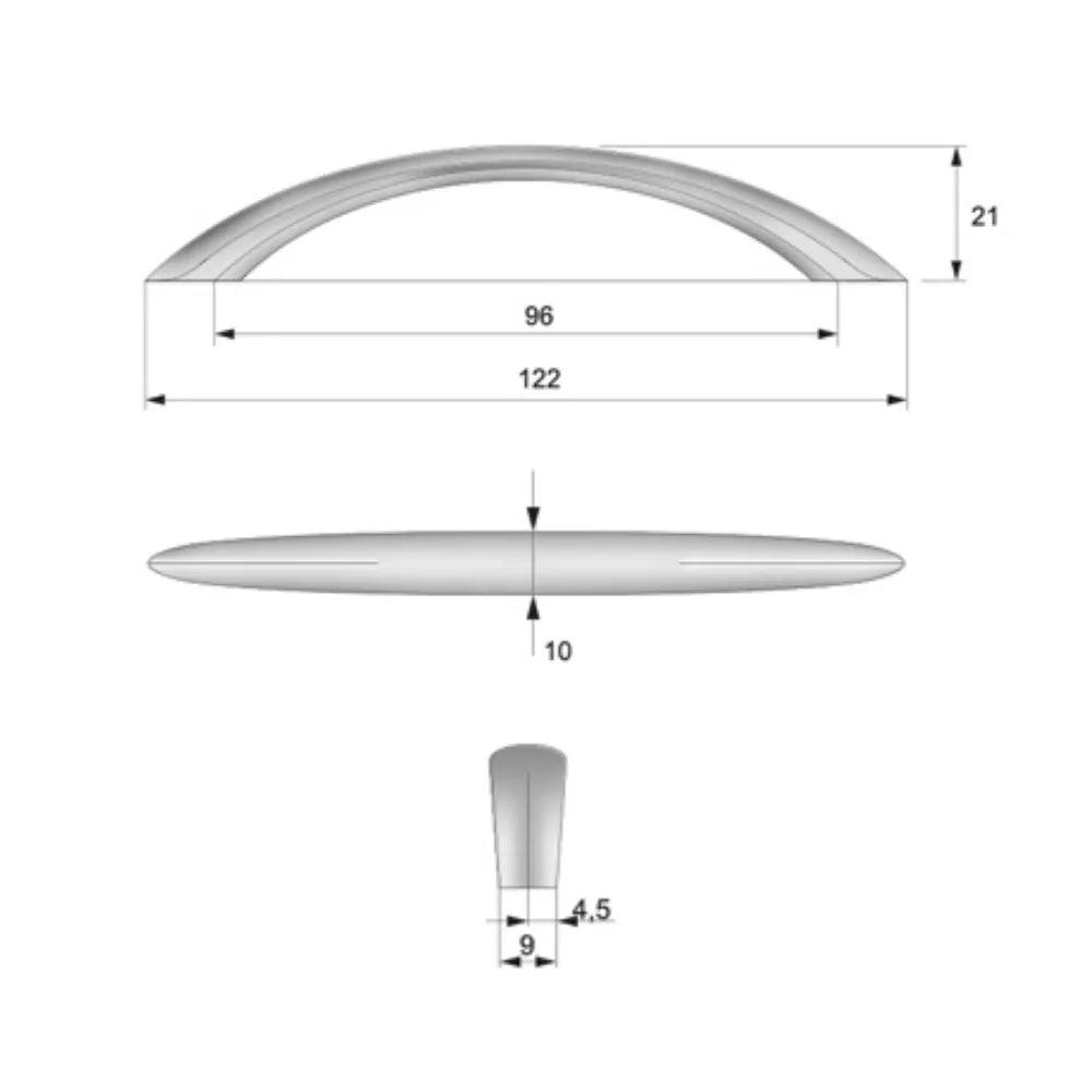 3.75 Inch Drawer Pull 96mm UZ04 - Aluminum