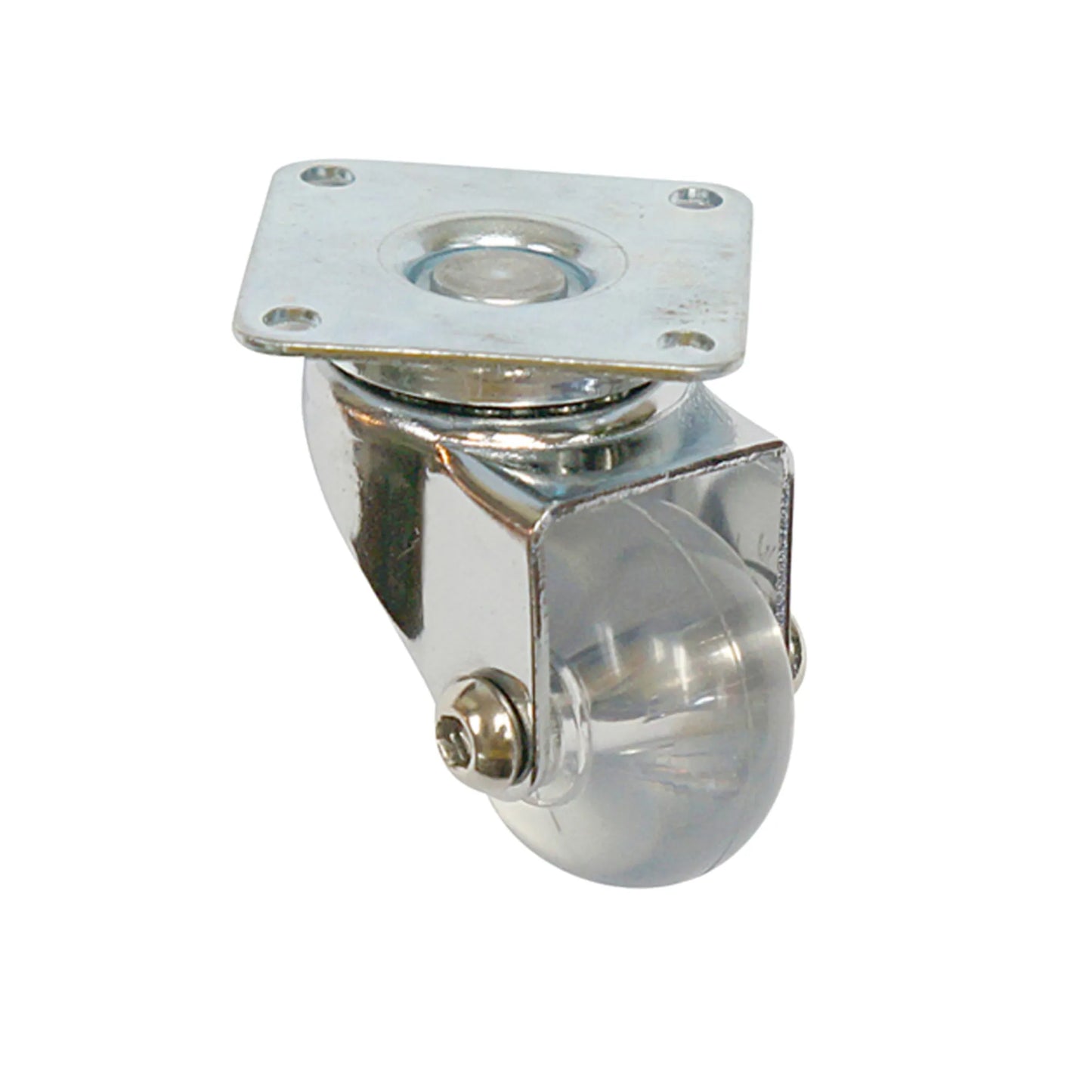 Furniture Caster with Plate - Clear - Chrome - 1-3/8 inch (35 mm)