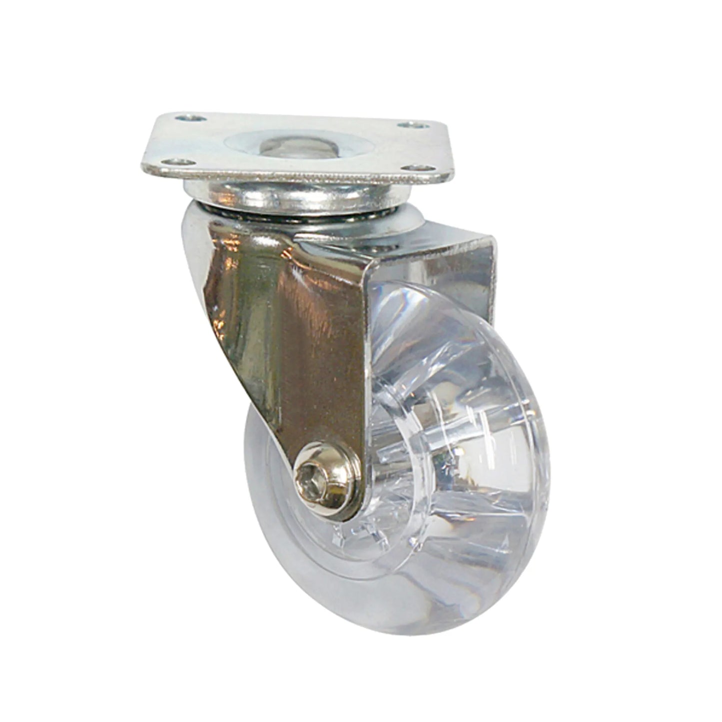 Furniture Caster with Plate - Clear - Chrome - 2 inch (50 mm) Dia.