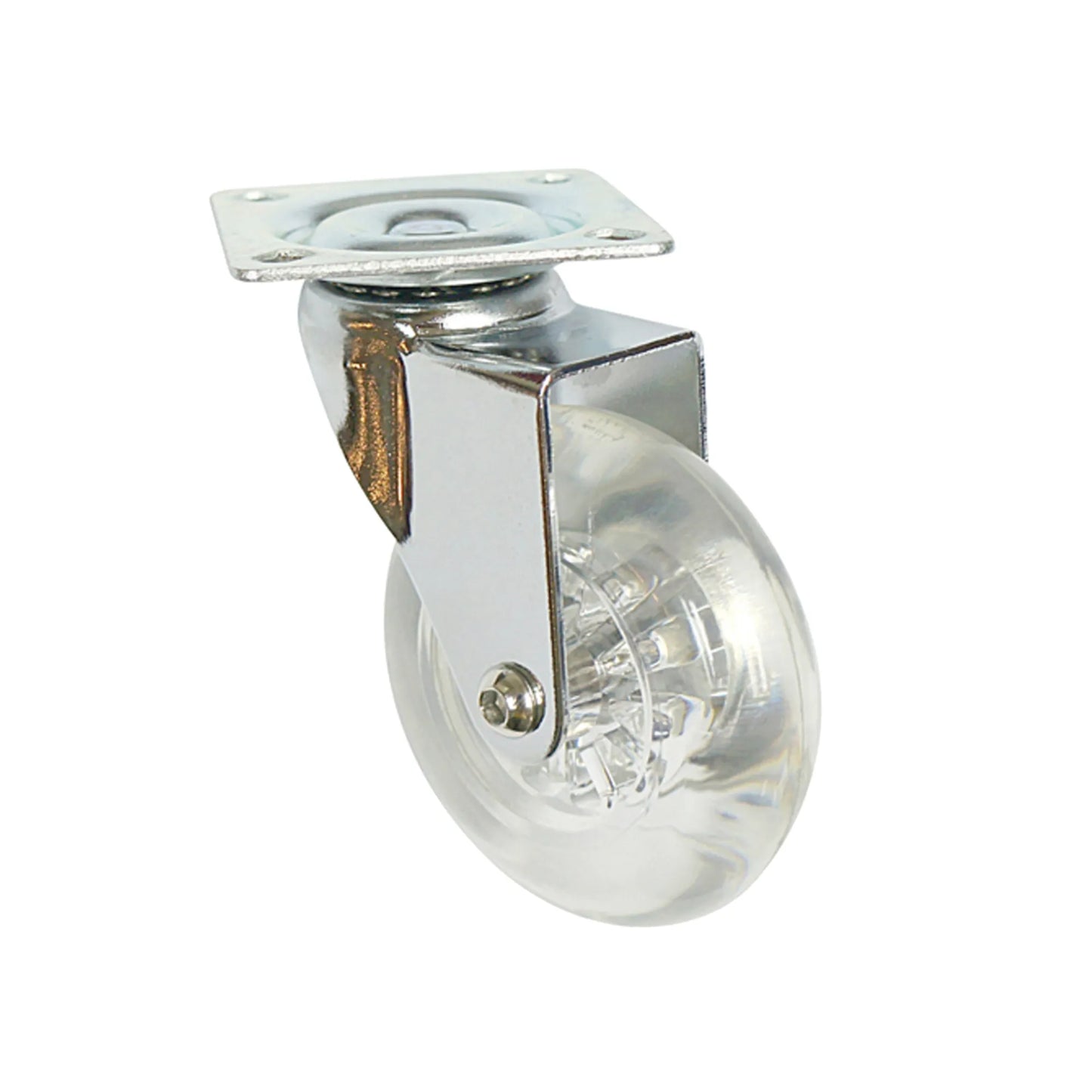 Furniture Caster with Top Plate - Clear - Chrome - 3 inch (7.5 cm) Dia.