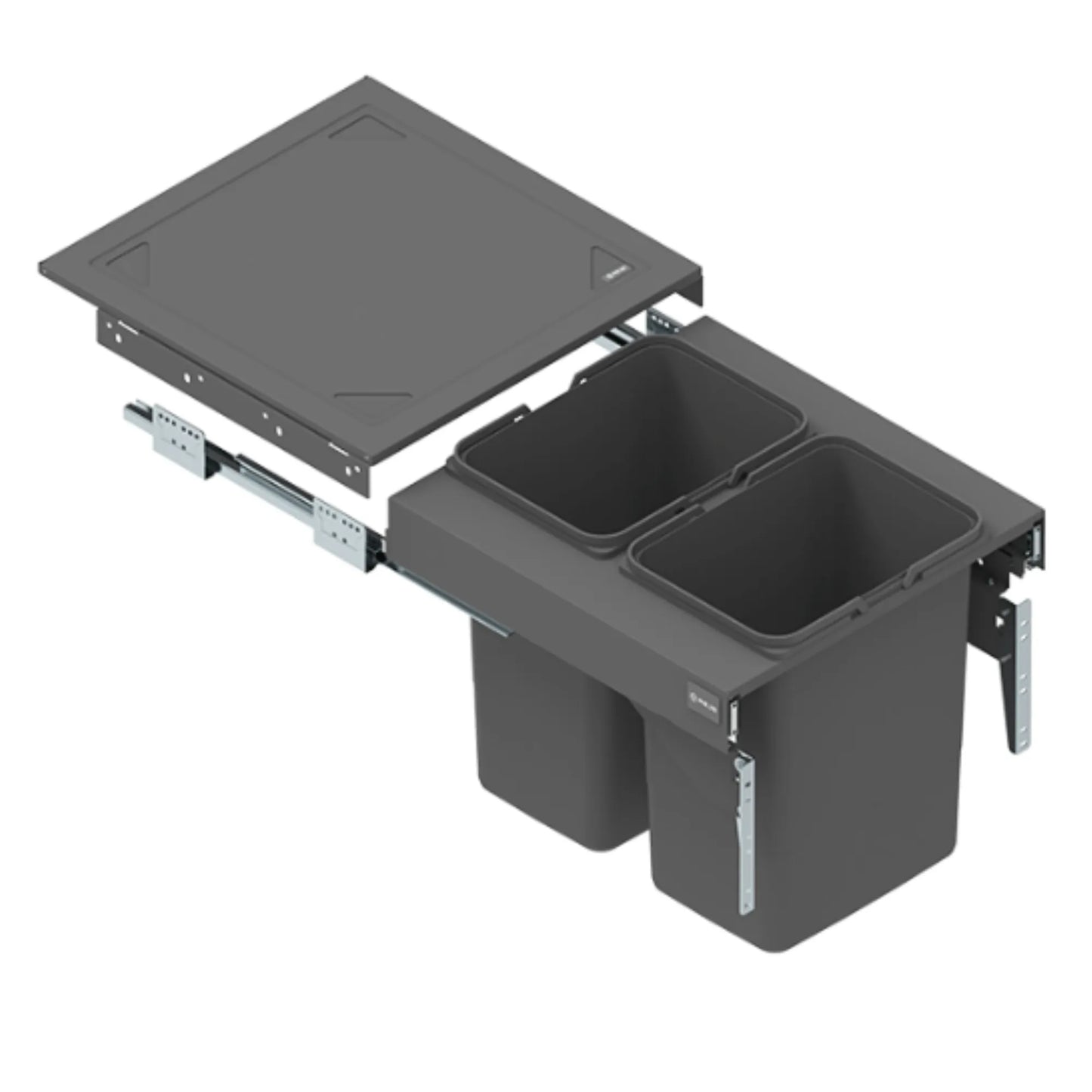 Pull Out Kitchen Recycling Bins - 2x15L or 2x20L - 19-11/16 inch (500 mm) Base Cabinet