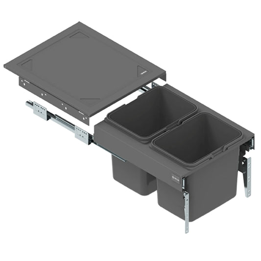 Cabinet Recycling Bins 2 x 4 Gal (15L) - 17-3/4 inch (45 cm), D = 18-7/8 inch (480 mm) H = 12-5/8 inch (320 mm) Kitchen Cabinet - Anthracite Gray