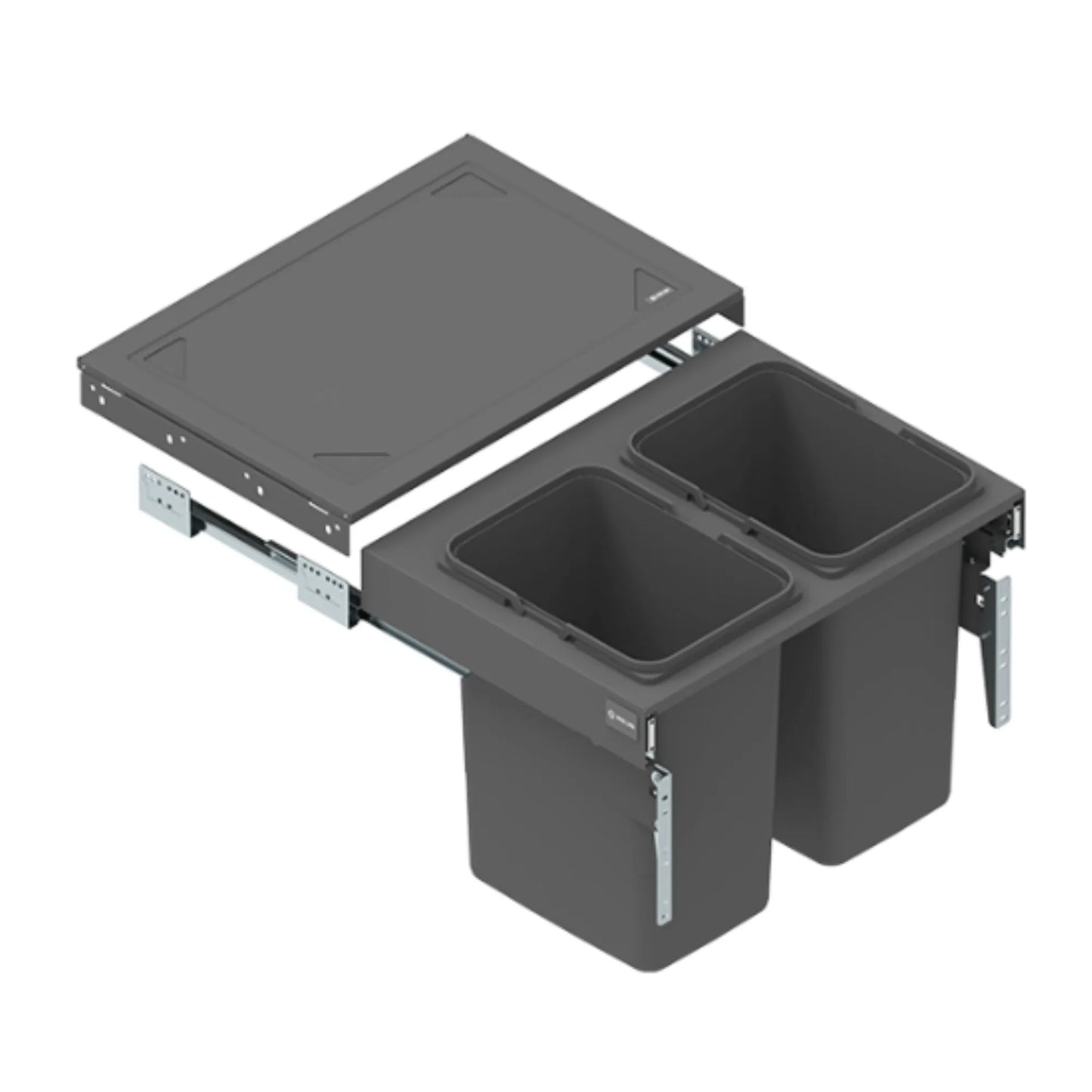 Dual Trash Can Pull Out - 2x15L or 2x20L - 23-5/8 inch (60 cm) Kitchen Cabinet