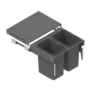 Dual Trash Can Pull Out - 2x15L or 2x20L - 23-5/8 inch (60 cm) Kitchen Cabinet