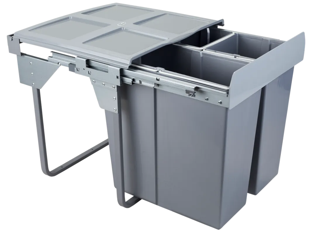 Trash Can Pull Out Waste Separator - 34L+2x17L - 23-5/8 inch (60 cm) Cabinet