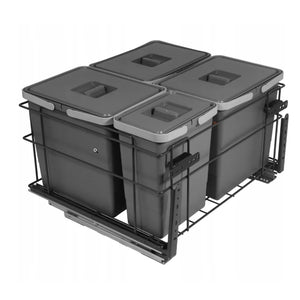 Cabinet Recycling Bins Soft-Close 3 x 4 gal (15 L) + 1 x 1.6 gal (6 L) - 23-5/8 inch (60 cm) Base Cabinet