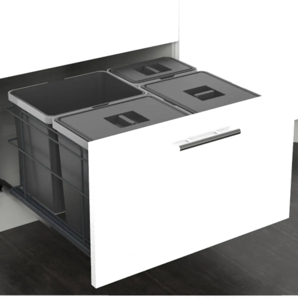 Cabinet Recycling Bins Soft-Close 3 x 4 gal (15 L) + 1 x 1.6 gal (6 L) - 23-5/8 inch (60 cm) Base Cabinet