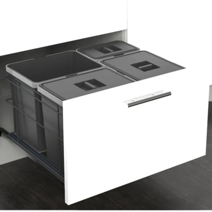 Cabinet Recycling Bins Soft-Close 3 x 4 gal (15 L) + 1 x 1.6 gal (6 L) - 23-5/8 inch (60 cm) Base Cabinet