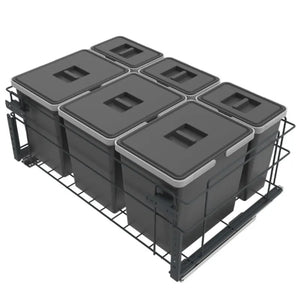 Cabinet Recycling Bins Soft-Close 3 x 4 gal + 3 x 1.6 gal - 23-5/8 inch Base Cabinet