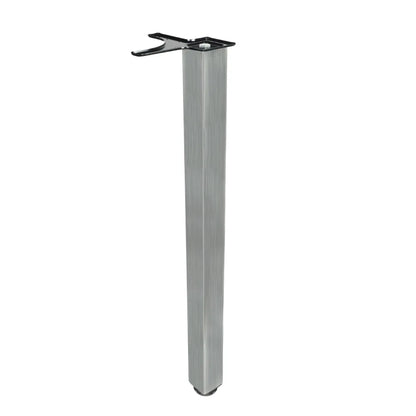 Square Adjustable Table Leg 28 inch (710 mm), Brushed Nickel, ZnAl Mounting Plate