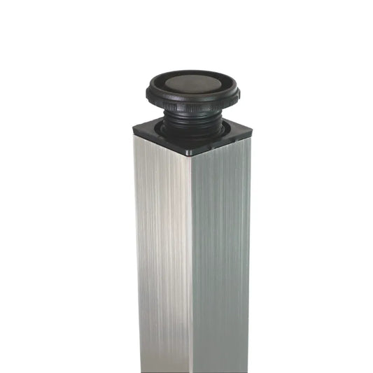 Square Adjustable Table Leg 28 inch (710 mm), Brushed Nickel, ZnAl Mounting Plate