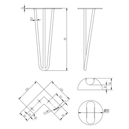 Furniture Leg 16 inch (406 mm) - Matte Black