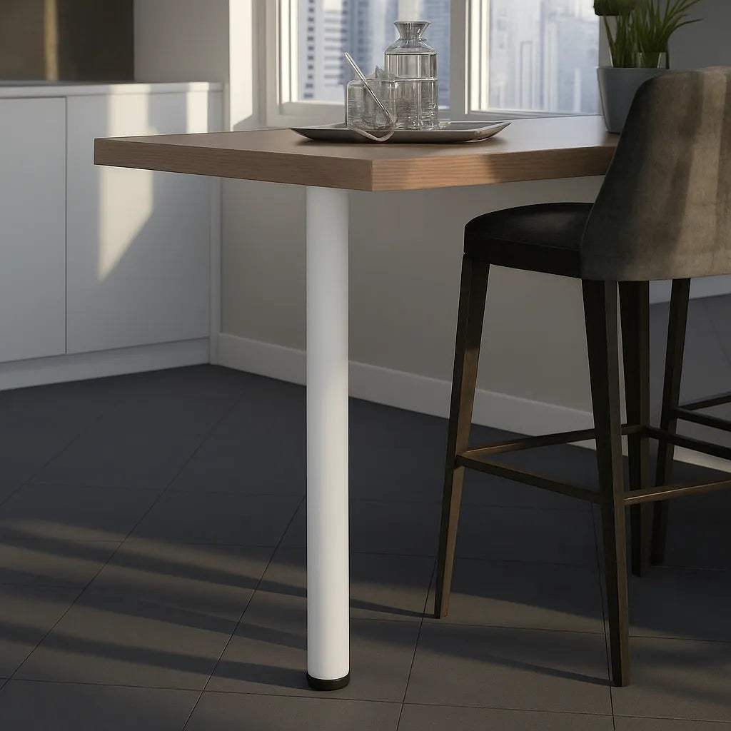 Table Leg 32-1/4 inch (82 cm) High - Steel Mounting Plate - White