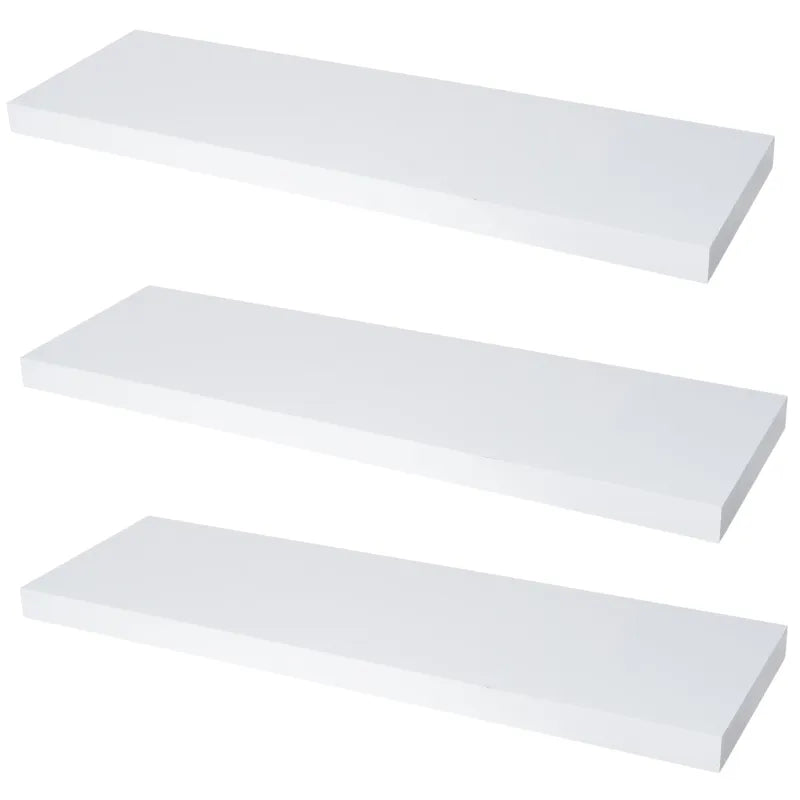 Concealed Floating Shelves - Set of 3 - Matte White - 31-1/2 inch (800 mm)