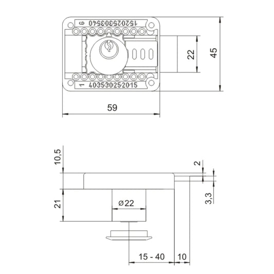 Adjustable Cabinet & Drawer Lock 7/8 inch x 13/16 inch (22x21 mm)