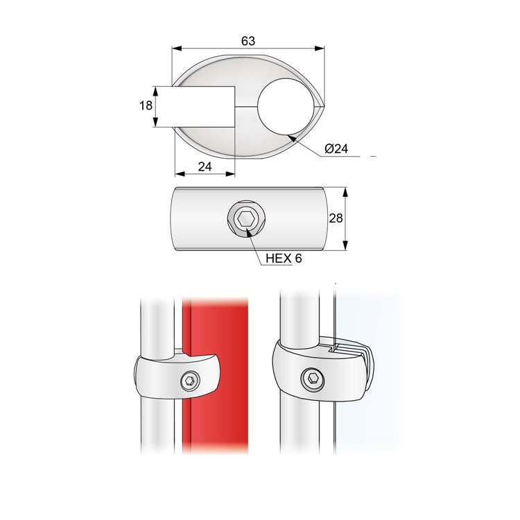 1 inch Board and Glass Connector, Chrome (no insets) NTP 