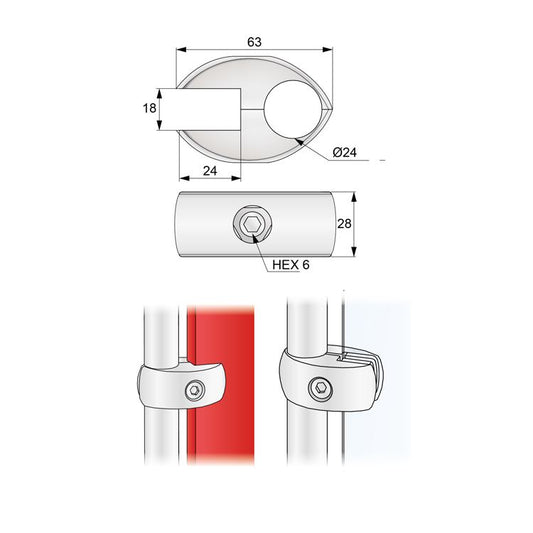 1 inch Board and Glass Connector, Chrome (no insets) NTP 
