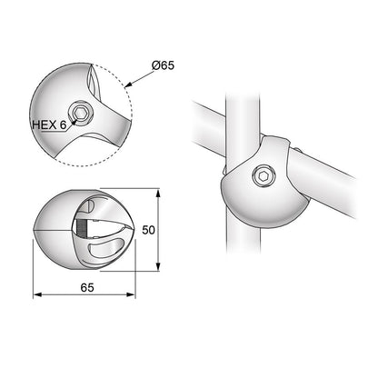 1 inch Double Connector, Chrome NTP 