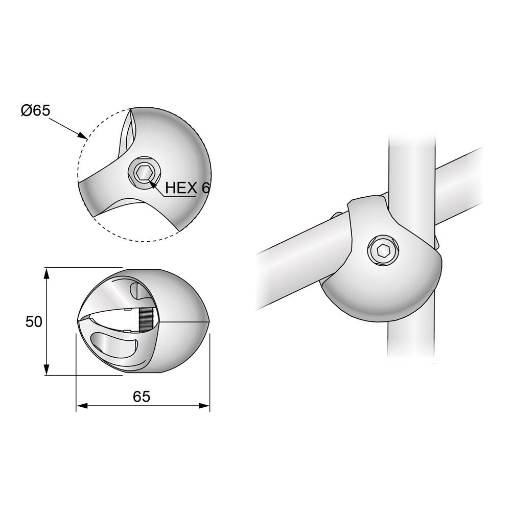 1 inch Double Connector, Chrome NTP 