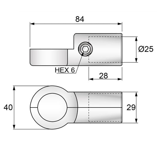 1 inch Half S-Type Connector, Chrome NTP 