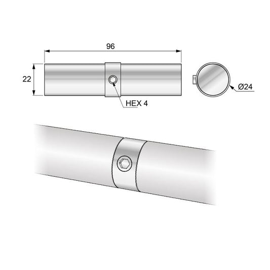1 inch Pipe Connector, Chrome NTP 