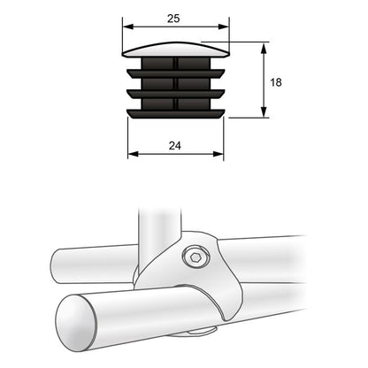 1 inch Pipe End Cap, Chrome NTP 