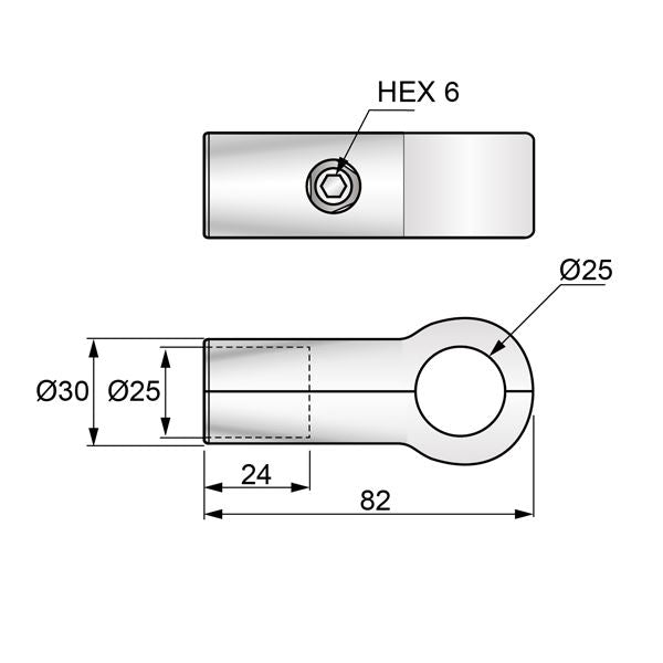 1 inch Single Arm Connector, Chrome NTP 