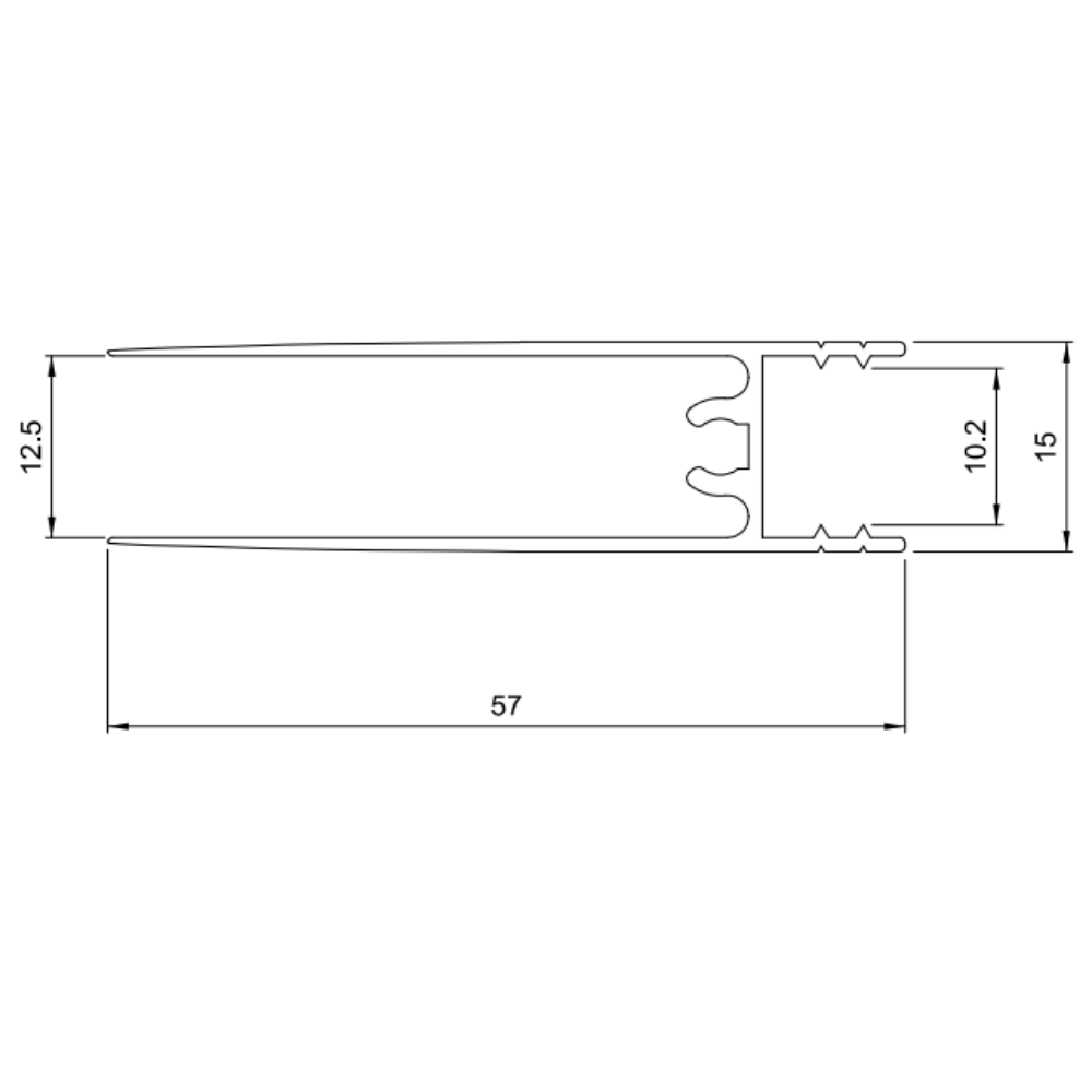 10mm Bottom Horizontal Aluminum Profile 560cm - Cognac Anodized