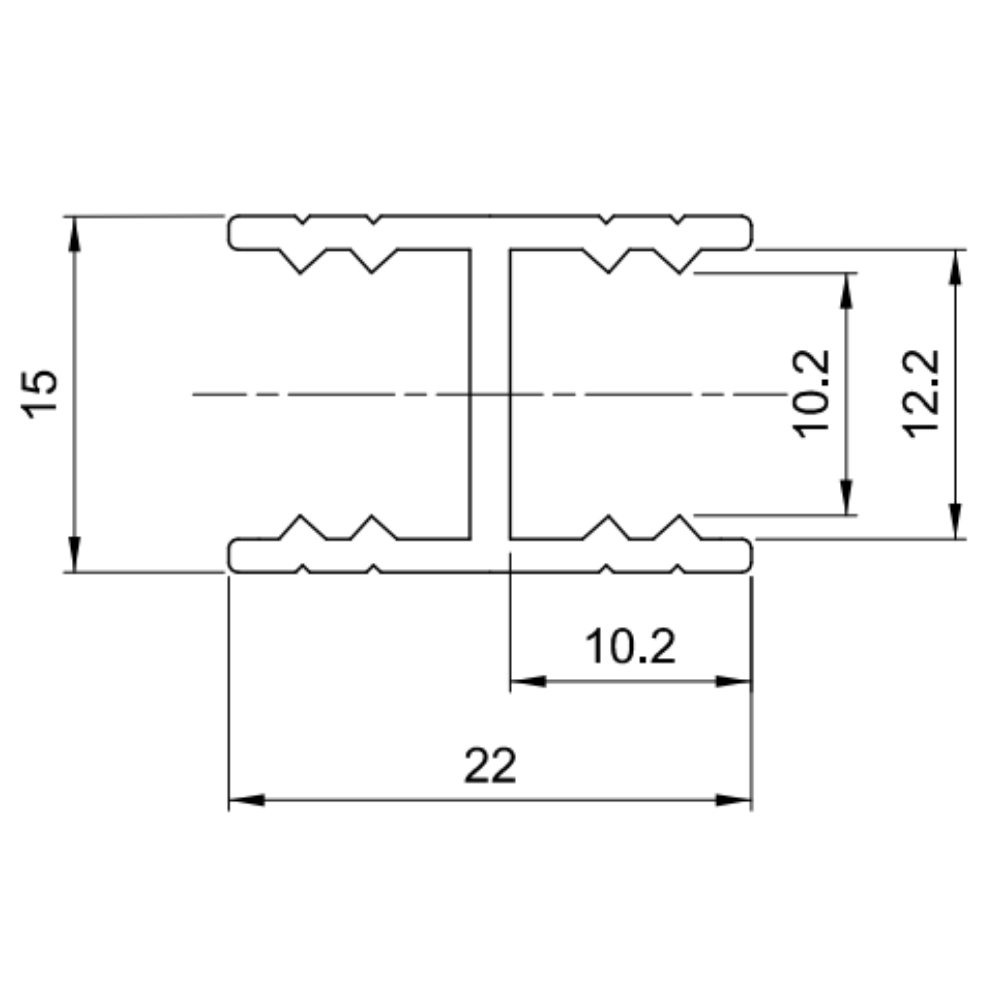 10mm H-Bar Connecting Horizontal Aluminum Profile 560cm - Champagne Anodized