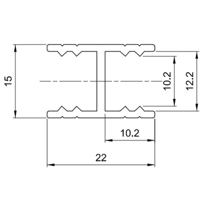 10mm H-Bar Connecting Horizontal Aluminum Profile 560cm - Champagne Anodized
