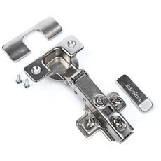 110° Soft-Close Hinge, H0 Mounting Plate with EURO Screws and Covers, Overlay Doors