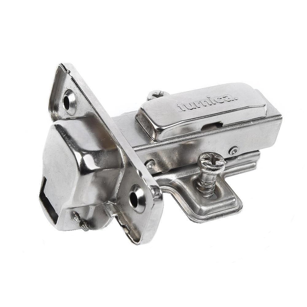 110° Soft-Close Hinge, H0 Mounting Plate with EURO Screws and Covers, Overlay Doors Soft Close Furnica 
