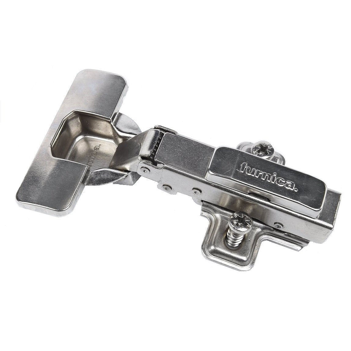 110° Soft-Close Hinge, H0 Mounting Plate with EURO Screws and Covers, Overlay Doors Soft Close Furnica 