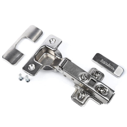 110° Soft-Close Hinge, H0 Mounting Plate with EURO Screws and Covers, Overlay Doors Soft Close Furnica 