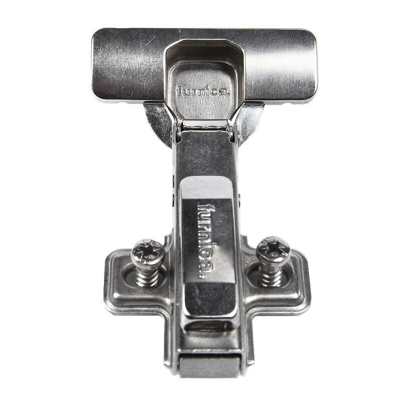 110° Soft-Close Hinge, H0 Mounting Plate with EURO Screws and Covers, Overlay Doors Soft Close Furnica 