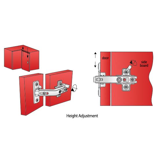 135º Angular Hinge, H2 Mounting Plate with EURO Screws, Corner Doors Standard Furnica 
