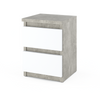 GABRIEL - Bedside Table - Nightstand with 2 drawers - Concrete / White Matt H15 3/4" W11 3/4" D11 3/4"
