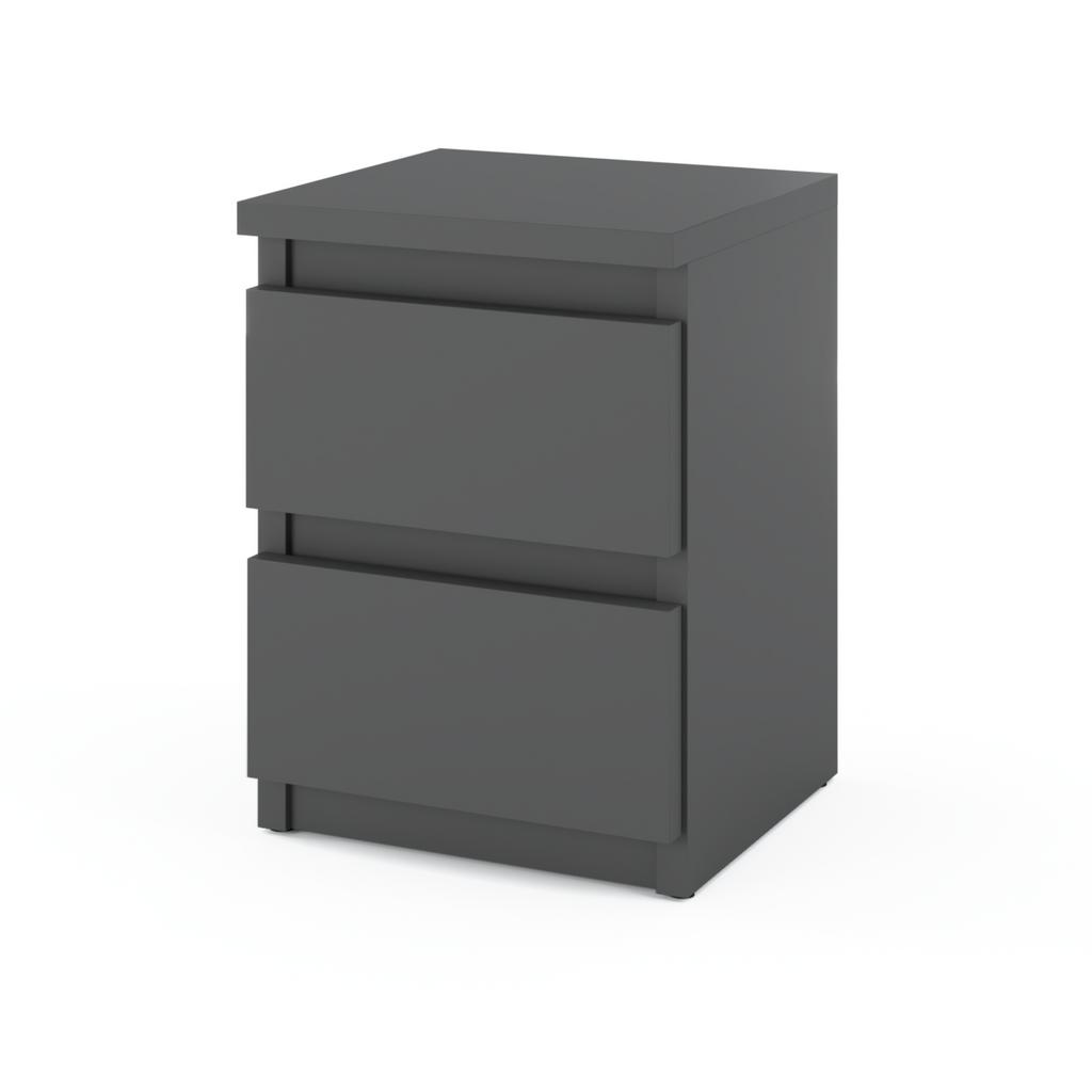 GABRIEL - Bedside Table - Nightstand with 2 drawers - Anthracite H15 3/4" W11 3/4" D11 3/4"