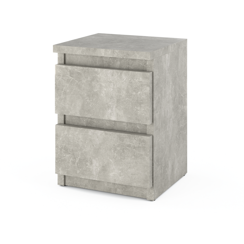 GABRIEL - Bedside Table - Nightstand with 2 drawers - Concrete H15 3/4" W11 3/4" D11 3/4"