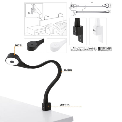 2 Bedroom LED Lamps with USB + Power Supply (F02) Furnica 