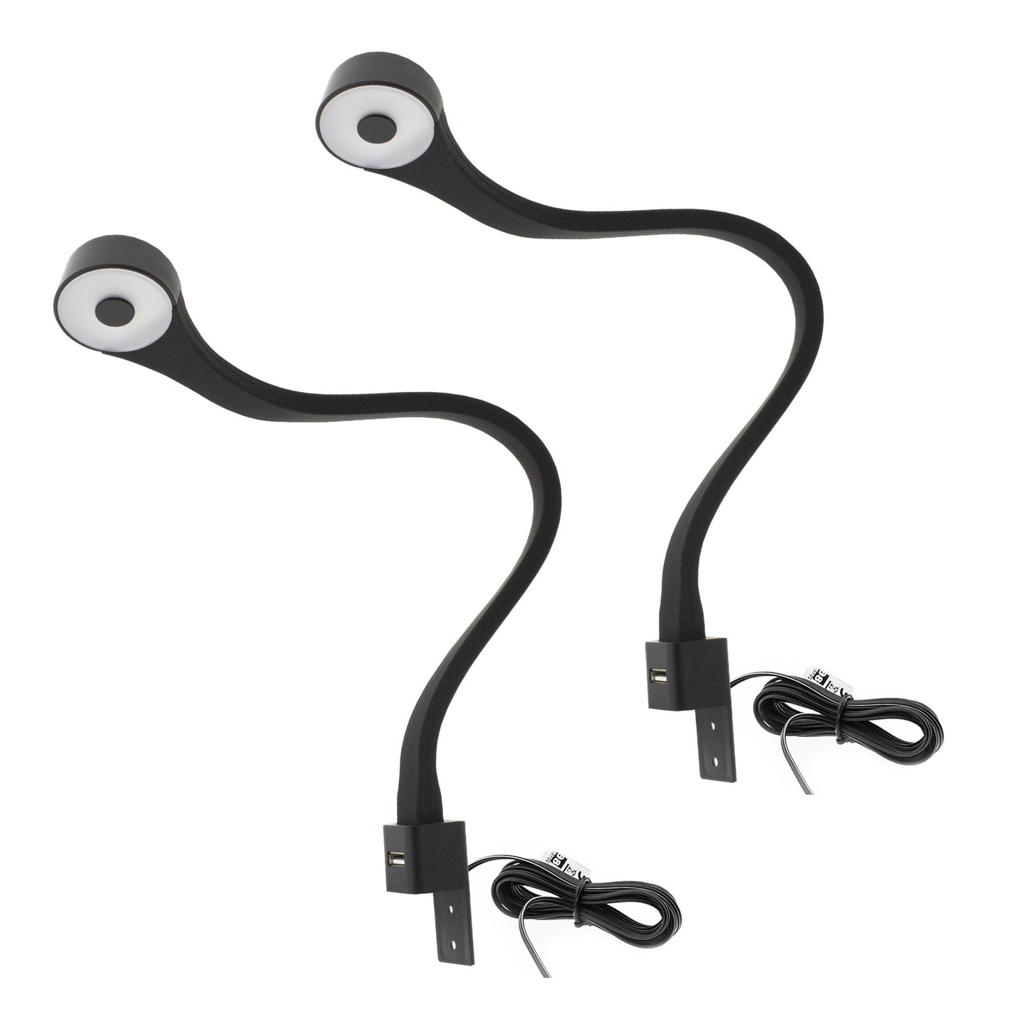 2 Bedroom LED Lamps with USB + Power Supply (F02) Furnica Black Neutral EU