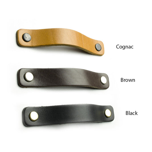 Leather handle rectangular 96mm - 160mm