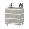 MARGARET - Chest of 3 Drawers - Bedroom Dresser Storage Cabinet Sideboard - White Matt / Concrete H33 7/8" W32 5/8" D17 3/8"