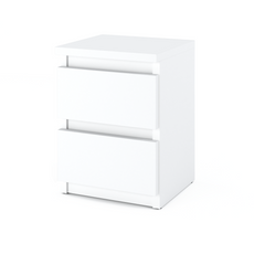 GABRIEL - Bedside Table - Nightstand with 2 drawers - White Matt H15 3/4" W11 3/4" D11 3/4"