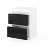 GABRIEL - Bedside Table - Nightstand with 2 drawers - White Matt / Black Gloss H15 3/4" W11 3/4" D11 3/4"