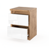GABRIEL - Bedside Table - Nightstand with 2 drawers - Wotan Oak / White Gloss H15 3/4" W11 3/4" D11 3/4"