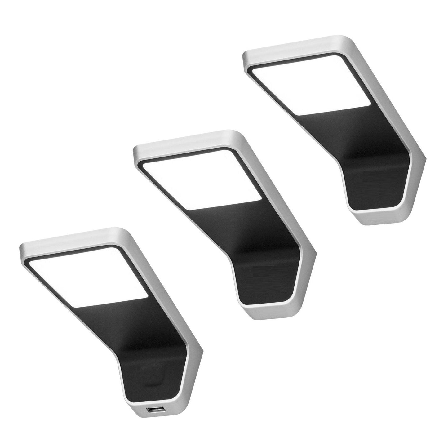 3 Top Cabinet LED Lamps with USB + Power Supply (F03) Furnica Aluminum/White EU 