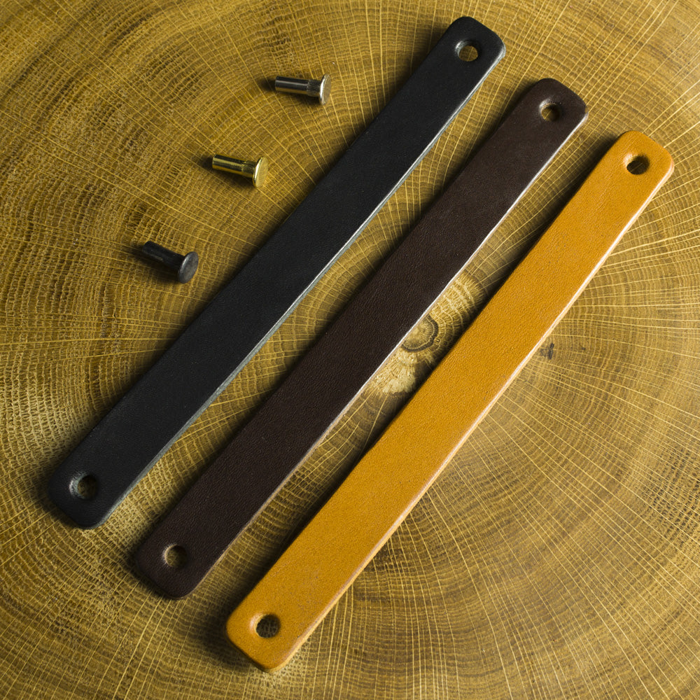 Leather handle rectangular 96mm - 160mm