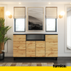 CALVIN - TV Cabinet with 4 Doors - Living Room Storage Sideboard - Anthracite Grey / Wotan Oak H31 1/2" W55 1/8" D13 3/4"