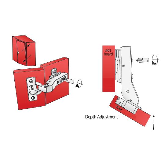 +30º Soft-Close Hinge, H2 Mounting Plate with EURO Screws, Angled Doors Soft Close Furnica 